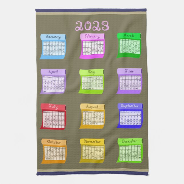 Bolzen aus Fabric Teeküche Handtuch 2023 Kalender (Vertikal)