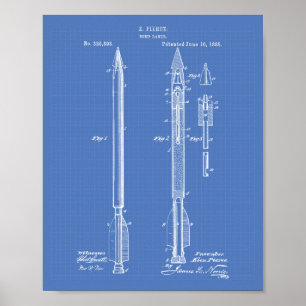 Bomb Lance 1885 Patent Kunst Blaupause Poster