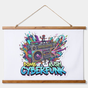 Bomb-Rush-Cyberfunk Wandteppich Mit Holzrahmen