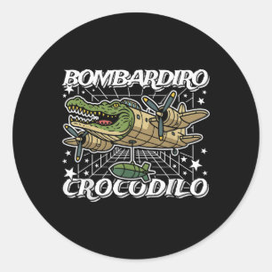Bombardiro-crocodilo Italienisch-Hirnrot keine sch Runder Aufkleber