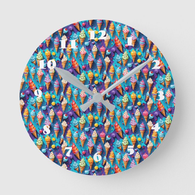 Bombastische, farbenfrohe Eiscremes Runde Wanduhr (Vorderseite)
