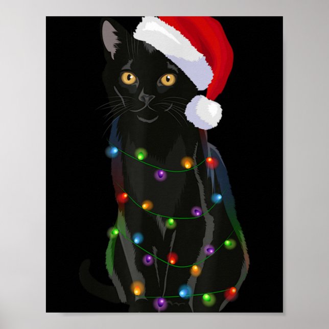 Bombay Cat Christmas Lights Xmas Cat Lover Santa H Poster (Vorne)