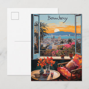 Bombay Indien Reise Stadt Malerei Ästhetik Postkarte