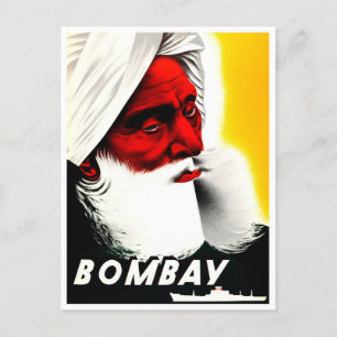 Bombay Indien Vintage-Reisepostkarte Postkarte