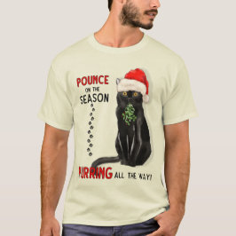 Bombay Kat Breed Black Kitty in einer Weihnachtsma T-Shirt