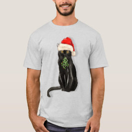 Bombay Kat Breed Black Kitty in einer Weihnachtsma T-Shirt