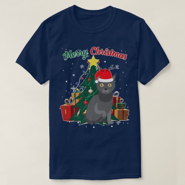Bombay Kat Weihnachtsbaum Schneeflocken Weihnachte T-Shirt (Design vorne)