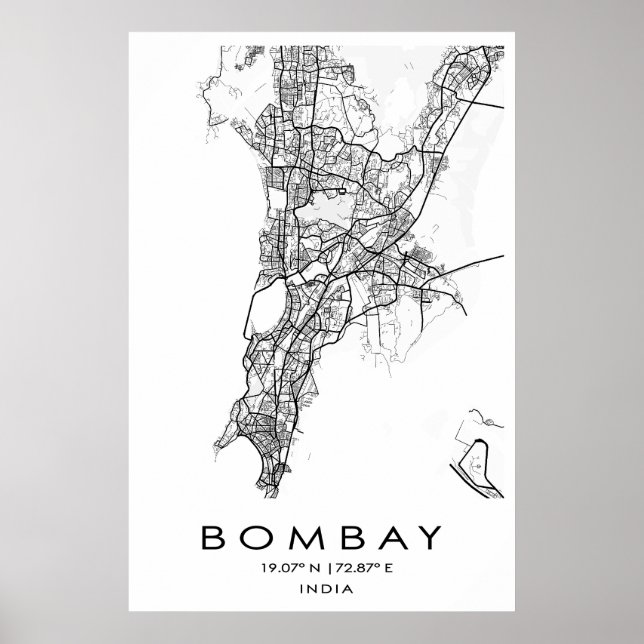 Bombay/Mumbai Map Poster | Maharashtra | Indien (Vorne)