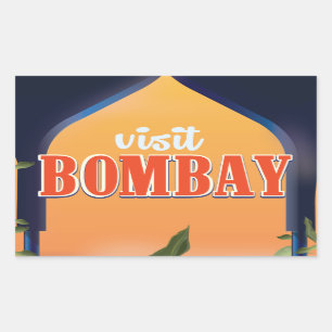Bombay Vintage Travel Print. Rechteckiger Aufkleber