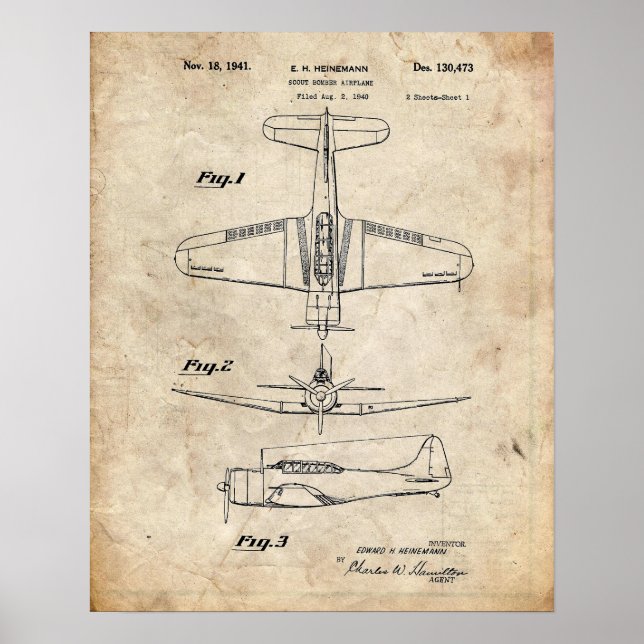 Bomber-Flugzeug-Patent Poster (Vorne)