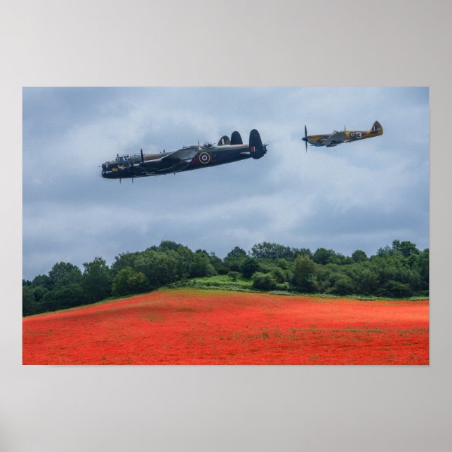 Bomber und Hurrikan von Lancaster Poster (Vorne)