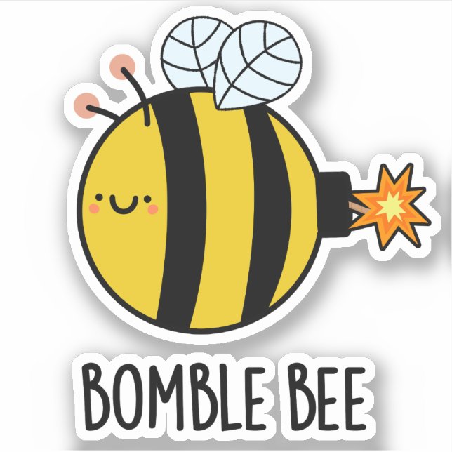 Bomble Bee Funny Bumblebee Bomb Pun Aufkleber (Vorderseite)