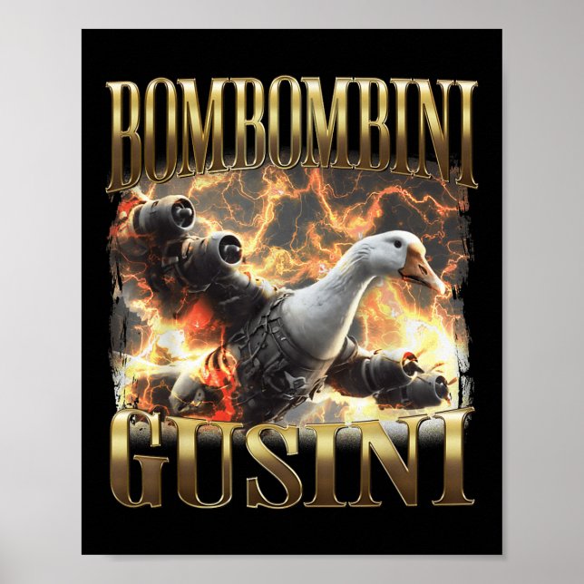 Bombombini Gusini Funny Italian Brainrot Meme Boot Poster (Vorne)