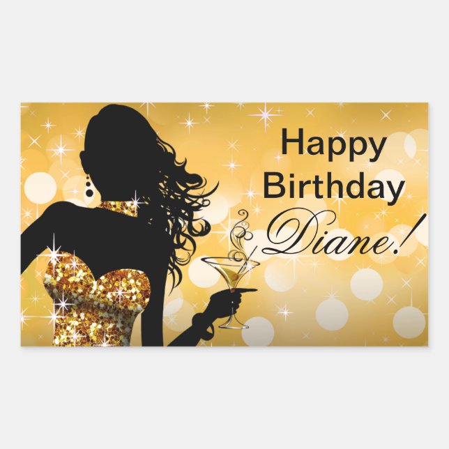 Bombshell Glitzer Party Dress | Gold Rechteckiger Aufkleber (Vorderseite)