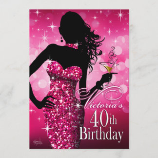 Bombshell Sparkle 40. | fuschia Einladung
