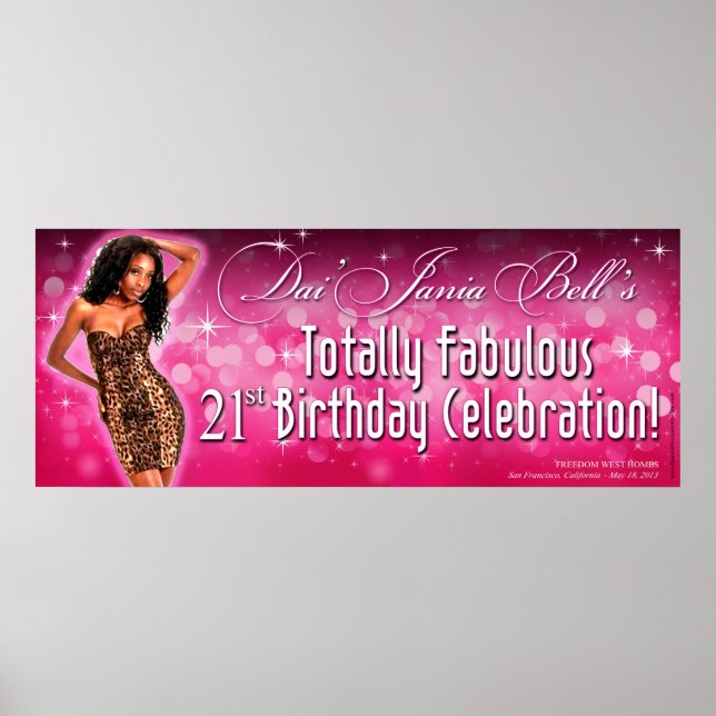 Bombshell Sparkle Leopard Party Banner 40x16 Poster (Vorne)