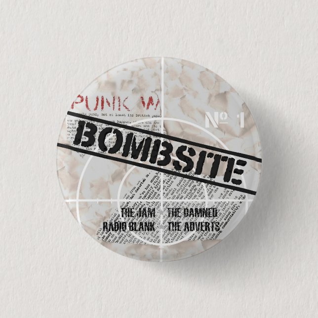 Bombsite kein Fanzine, 1 Abdeckung Button (Vorderseite)