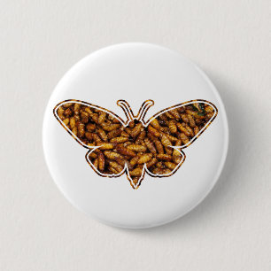Bombyx Mori Silk Moth Life Cycle Silhouette Button