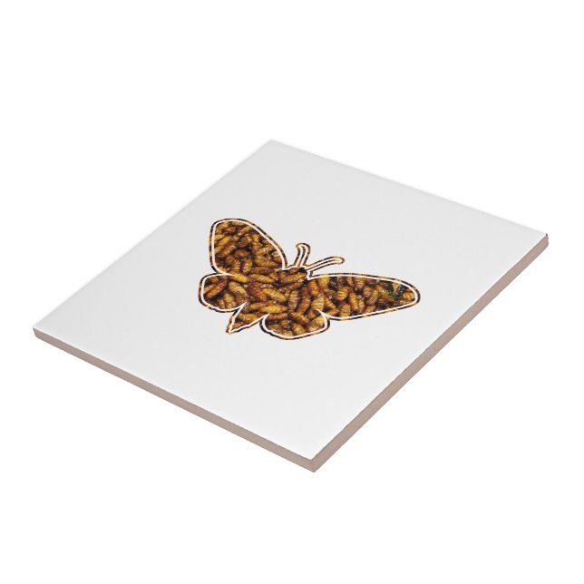 Bombyx Mori Silk Moth Life Cycle Silhouette Fliese (Seite)