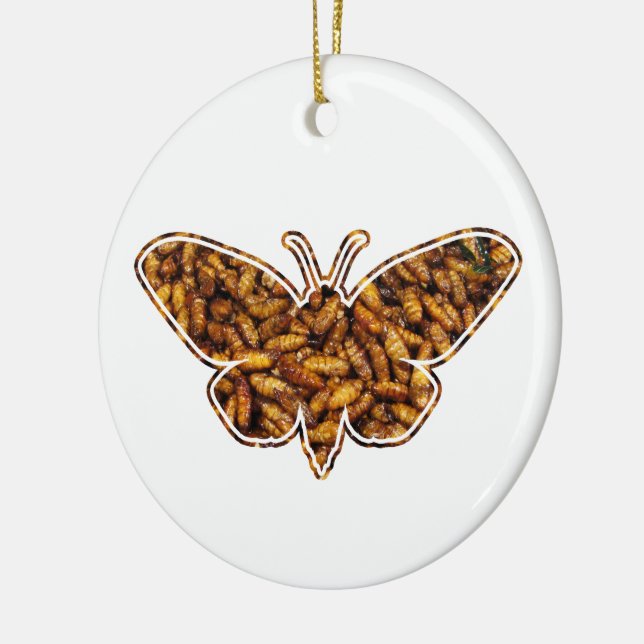 Bombyx Mori Silk Moth Life Cycle Silhouette Keramikornament (Links)