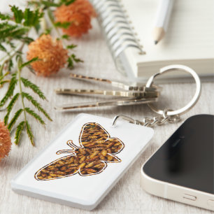 Bombyx Mori Silk Moth Life Cycle Silhouette Schlüsselanhänger