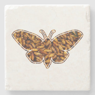 Bombyx Mori Silk Moth Life Cycle Silhouette Steinuntersetzer