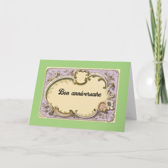 Bon anniversaire (Happy Birthday) Grußkarte Dankeskarte (Vorderseite)