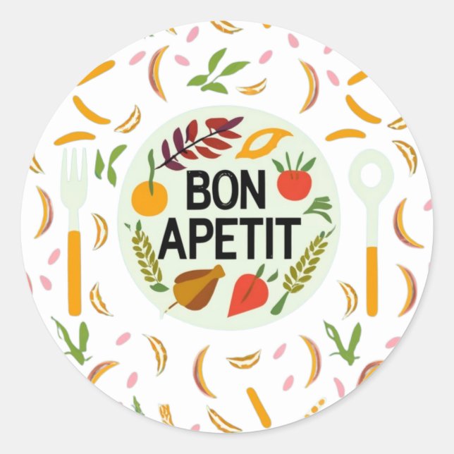 Bon Apetit Runder Aufkleber (Vorderseite)