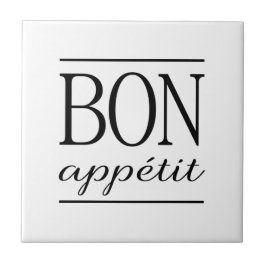 BON APPETIT Black & White Kitchen Typografy Zitat Fliese
