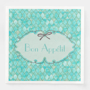 Bon Appétit - Costumized Aqua Gold Maroccan Muster Serviette