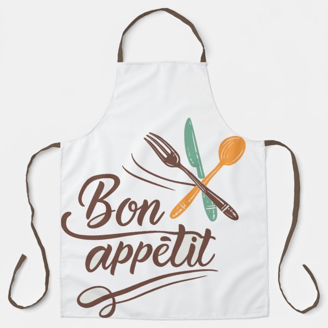 Bon Appétit Kitchen Deco Cutlery Illustration Schürze (Vorderseite)