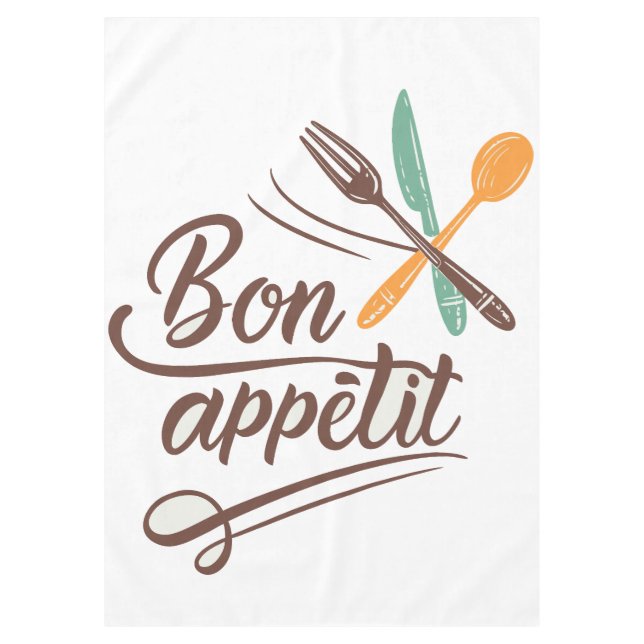 Bon Appétit Kitchen Deco Cutlery Illustration Tischdecke (Vorderseite)