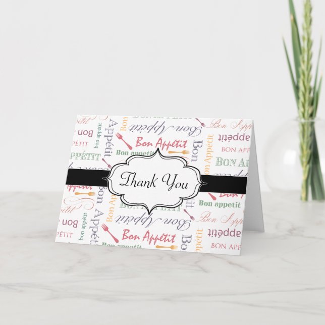 Bon Appetit Klassiker-Muster Dankeskarte (Vorderseite)