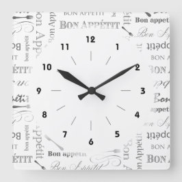 Bon Appetit klassisches Vintages französisches Quadratische Wanduhr