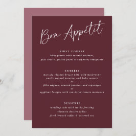 Bon Appétit Merlot Burgundy Handwriting Wedding Menükarte