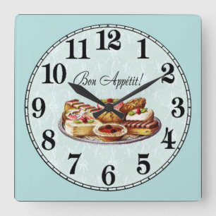 Bon Appetit! Quadratische Wanduhr