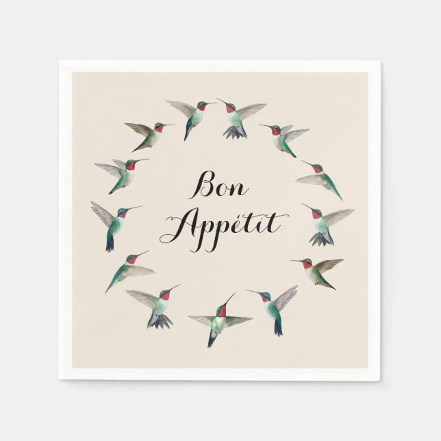 Bon Appétit Ruby-throated Hummingbirds Serviette (Vorderseite)