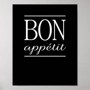 BON APPETIT Schwarzes Küchen-Dinner-Zitat Poster