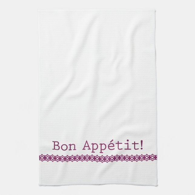 Bon Appétit Teetuch Lila Spitze Geschirrtuch (Vertikal)
