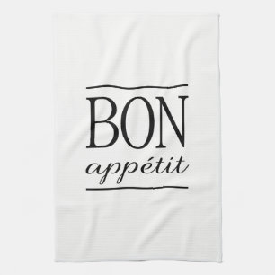 BON APPETIT Typografie Feinschmecker Zitat Geschirrtuch