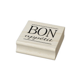 BON APPETIT Typografie Lebensmittelangebot Gummistempel