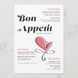 Bon Appetit Wedding Dinner Lachs Herz Menükarte