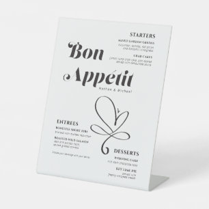 Bon Appetit Wedding Dinner Schwarz-weiß Sockelschild
