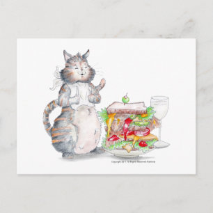 Bon Appitet Cat Postcard Postkarte