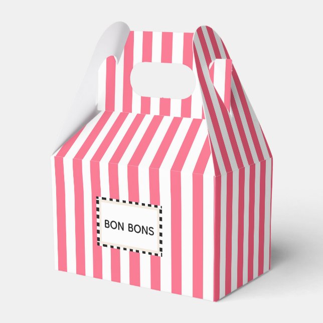 Bon Bons Rosa Streifen Geschenkschachtel (Vorderseite)