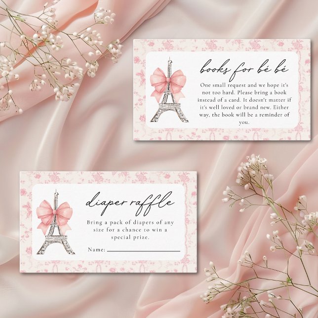 Bon Jour be French Toile Pink Baby Dusche Begleitkarte (Von Creator hochgeladen)