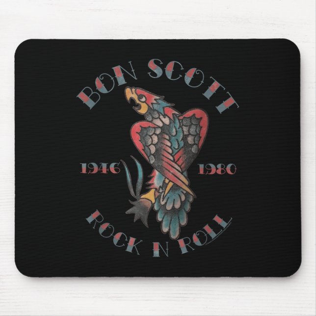 Bon Scott Rock'n'Roll Tattoo 1946-1980 Mousepad (Vorne)