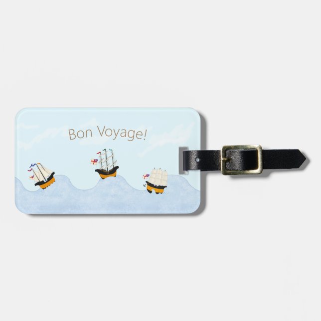 "Bön Voyage!" 3 Hübsche Schiffe auf See Custom Gepäckanhänger (Vorderseite horizontal)