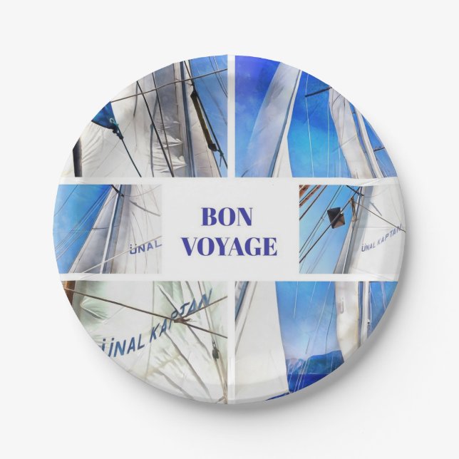 Bon Voyage Agean Gulet Artistic Collage Pappteller (Vorderseite)