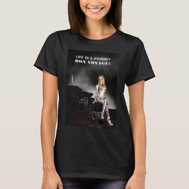 Bon Voyage! Cute female. Happy space T-Shirt (Vorderseite)